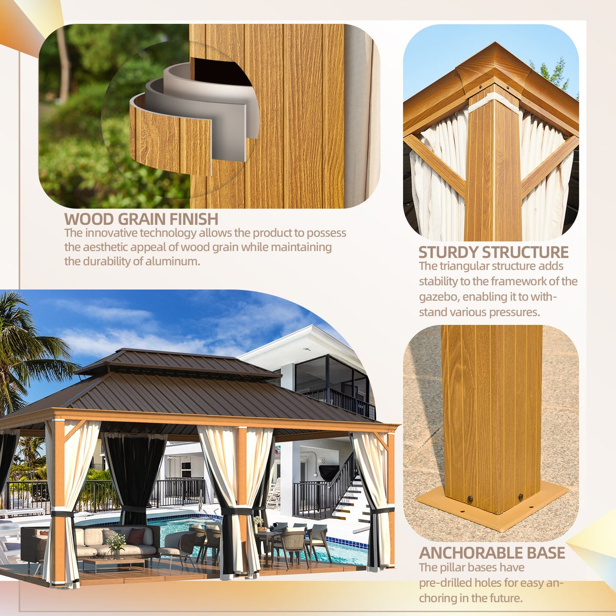 EROMMY 12x18 Hardtop Gazebo with Easy Installation