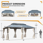 EROMMY 12x20 Large Gazebo with a Double Roof