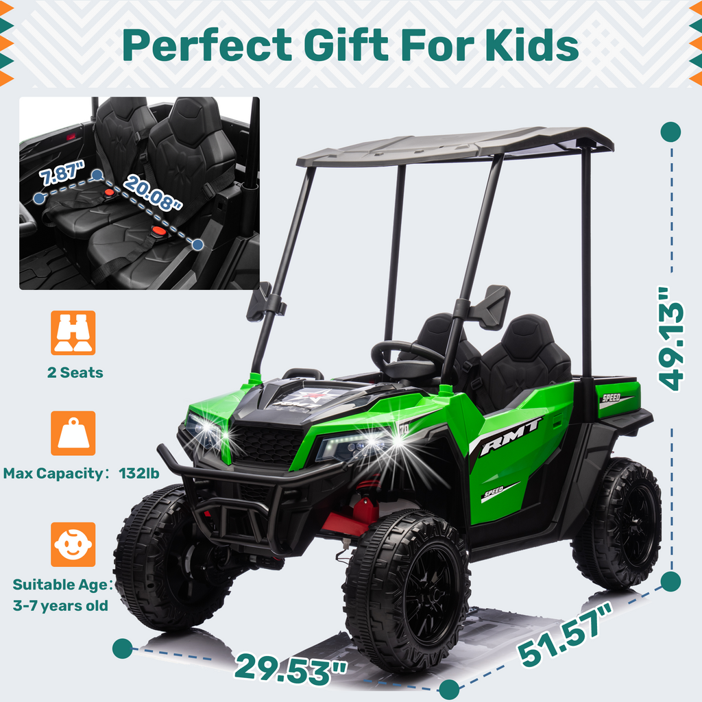 EROMMY 24V Ride on Electric Kids UTV Side by Side – Green