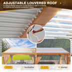 EROMMY 10X20 Louvered Pergola with Independent Adjustable Roof – Wood Grain