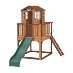 Erommy  Outdoor Wooden Playhouse for Kids - Fir Tree House with Slide, Climbing Ladder & Play Kitchen | Ages 4-8, Wood