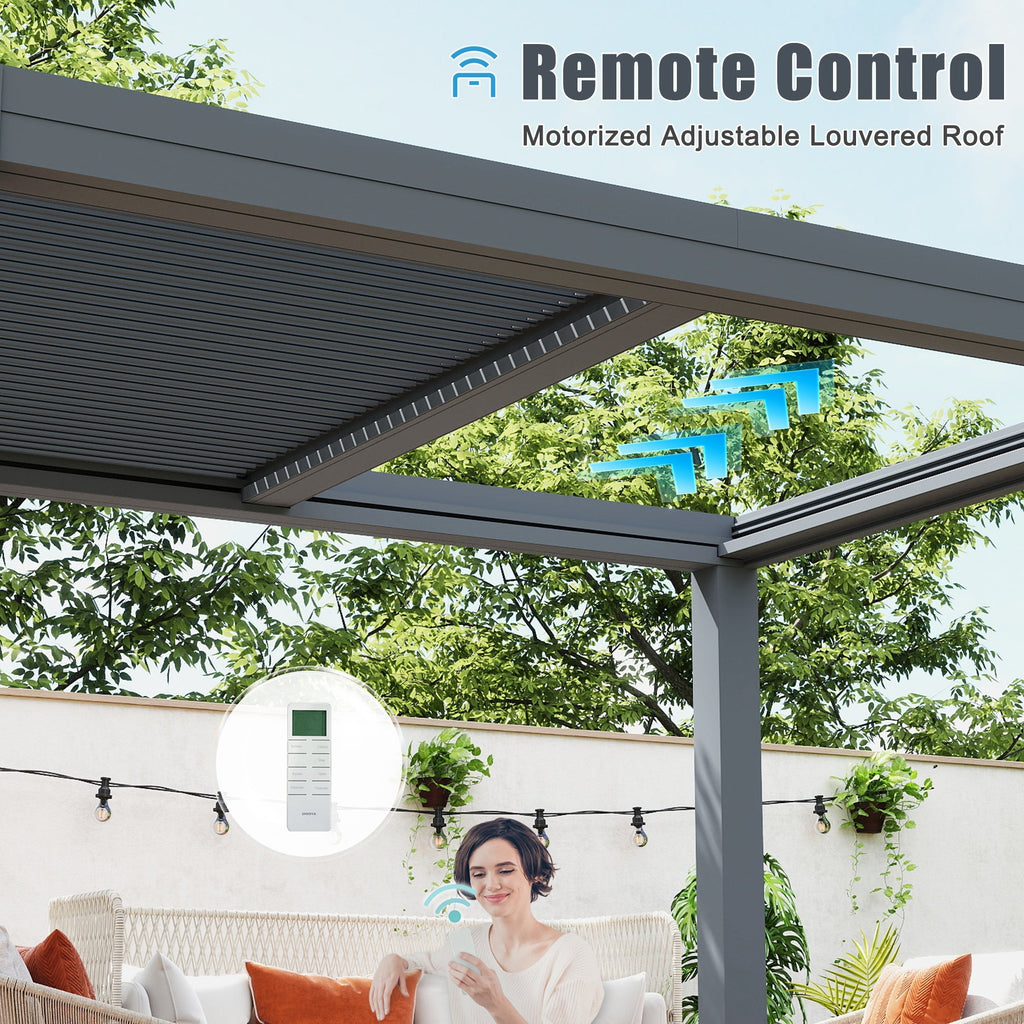 EROMMY 10x13 Smart Electric Pergola with Movable Louvers
