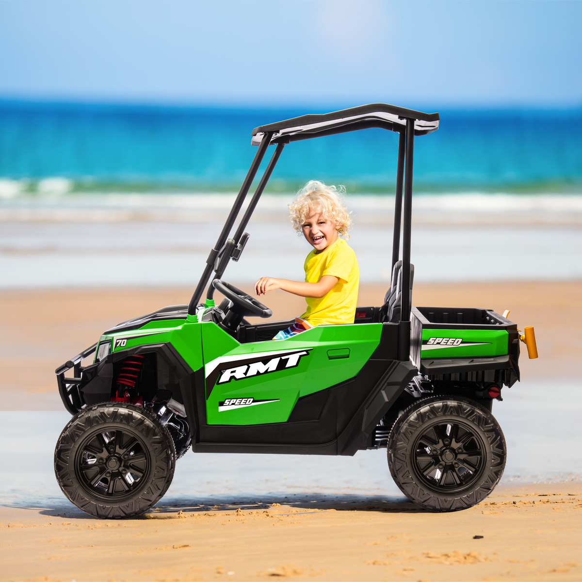 EROMMY 24V Ride on Electric Kids UTV Side by Side – Green