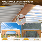 EROMMY 10X12 Pergola with Adjustable Louvered Roof  – Wood Grain