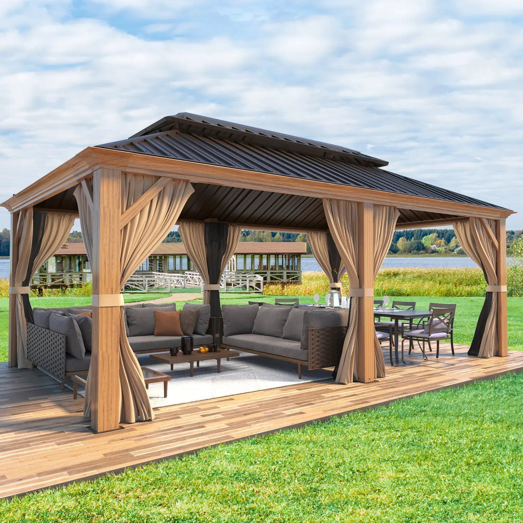 EROMMY 12X20 Hardtop Gazebo with Canopy for Poolside and Outdoor