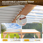 EROMMY 12X20 Adjustable Pergola with Louvers – Wood Grain