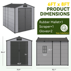 6x8 FT Outdoor Storage Shed, Weather-Resistant Shed with Lockable Double Doors & Built-In Floor, Sloped Roof Outdoor Shed for Backyard, Patio & Lawn, Gray
