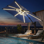 EROMMY 10 X 10 Outdoor Weather-resistant Umbrella with LED, Base Excluded - Navy