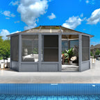 EROMMY 12X15 Solarium Room for 4 Season with Sliding Door – Grey