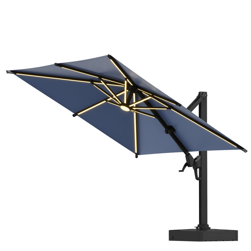 EROMMY 10 X 10 Outdoor Weather-resistant Umbrella with LED, Base Excluded - Navy