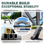 EROMMY 10' x 15' Outdoor Steel Carport with Galvanized Steel Frame and Roof