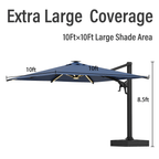 EROMMY 10 X 10 Outdoor Weather-resistant Umbrella with LED, Base Excluded - Navy