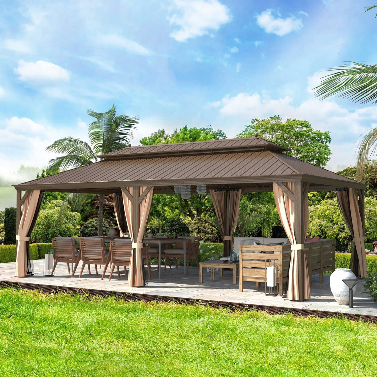 EROMMY 14X24 Hardtop Privacy Gazebo with Insect Screen