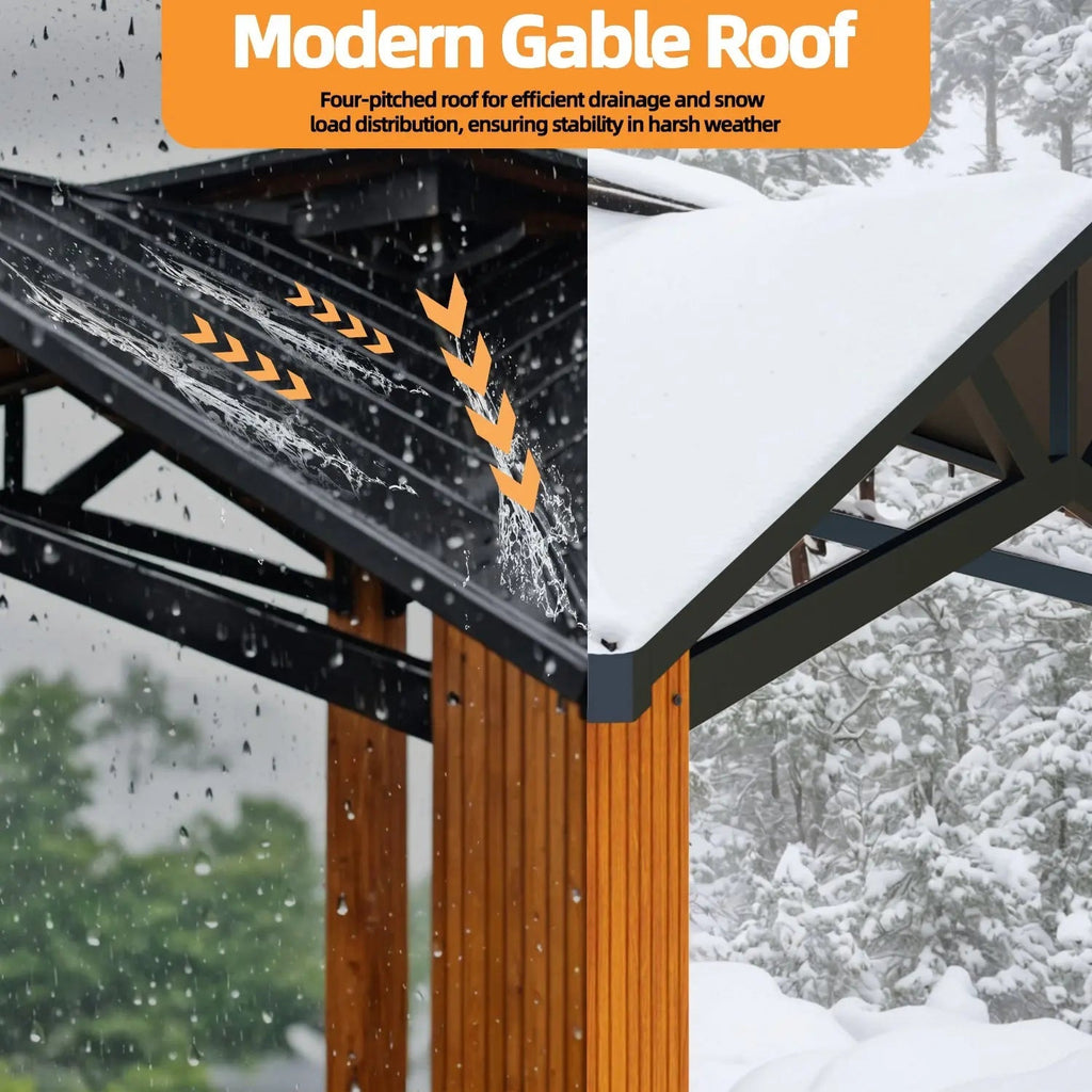 EROMMY 12X12 Hardtop Grill Gazebo with Ventilated Galvanized Steel Roof