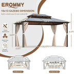 EROMMY 10X13 Gazebo with Polycarbonate Double Roof