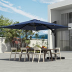 EROMMY 10 x 10 Outdoor Square Offset Umbrella with Sturdy Frame, Base Excluded - Navy