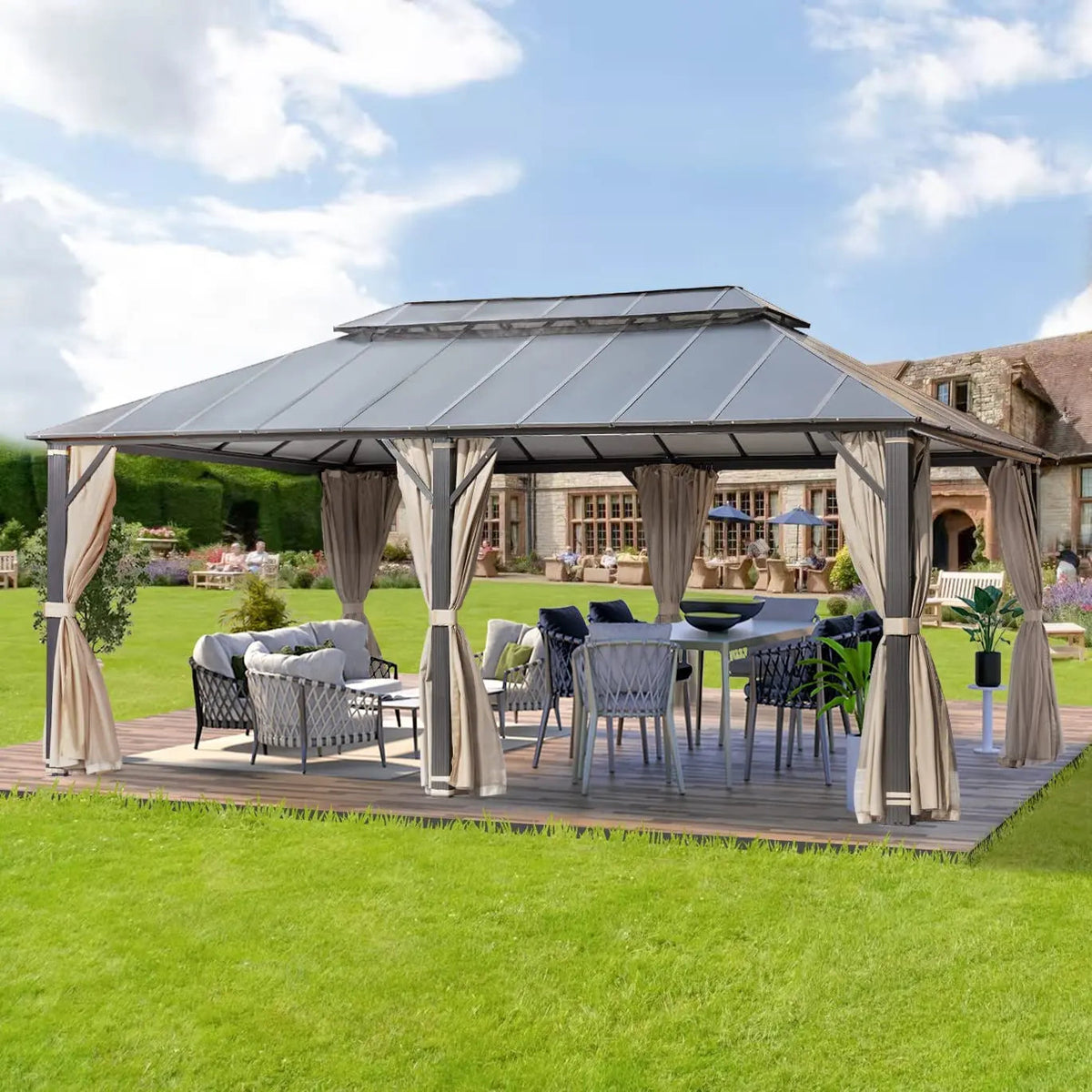 EROMMY 12x20 Large Gazebo with a Double Roof