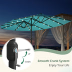 EROMMY 15 X 9 Double-Sided Large Umbrella with Solar LED - Blue