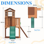 Erommy  Outdoor Wooden Playhouse for Kids - Fir Tree House with Slide, Climbing Ladder & Play Kitchen | Ages 4-8, Wood