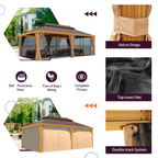 EROMMY 14X22 Hardtop Grill Gazebo with Netting and Sides