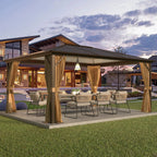 EROMMY 12' x 16'  Hardtop Gazebo, Outdoor Polycarbonate Roof Canopy, Aluminum Frame Permanent Pavilion