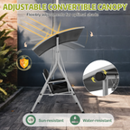 EROMMY 2-Person Outdoor Swing with Canopy, Storage Table, Cooler Bag & Cushions – Black