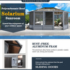 EROMMY 12X15 Solarium Room for 4 Season with Sliding Door – Grey