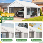 EROMMY 12' x 24' Heavy Duty Carport，Portable Garage with UV Protection & Steel Frame, Car Port with Removable Sidewalls, All-Season Car Canopy for Tractor, Truck, Boat, White