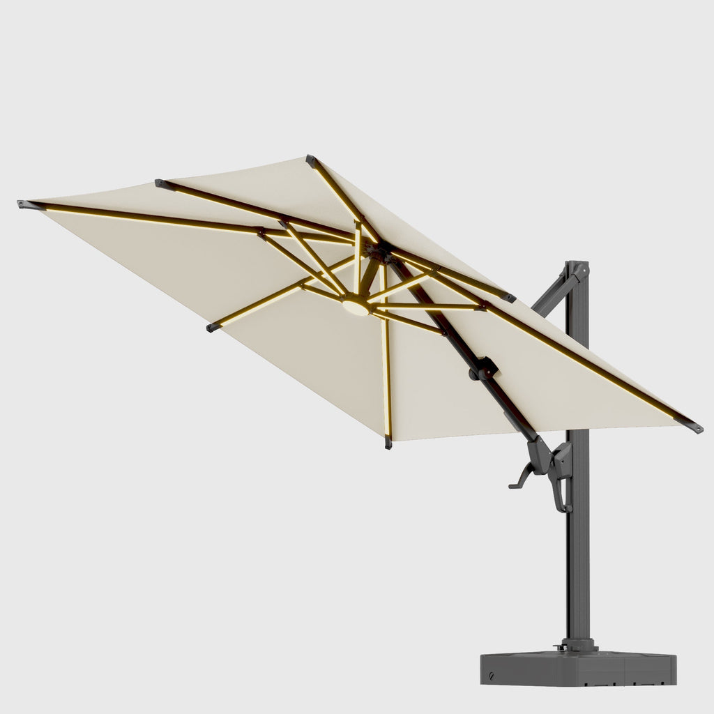 EROMMY 10 X 10 Outdoor Weather-resistant Umbrella with LED, Base Excluded - Yellow