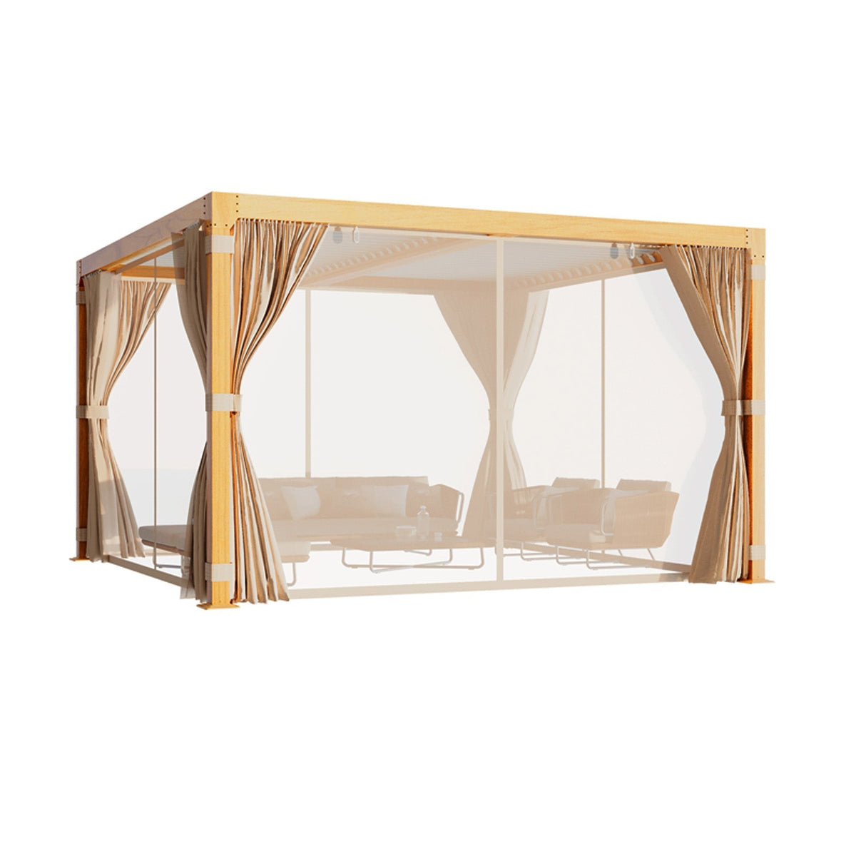 EROMMY 12x12 louvered pergola with Louvered Roof  for Decks, Gardens and Backyards, Wood Grain