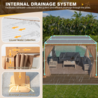 EROMMY 10X12 Pergola with Adjustable Louvered Roof  – Wood Grain