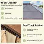 EROMMY 12' x 16'  Hardtop Gazebo, Outdoor Polycarbonate Roof Canopy, Aluminum Frame Permanent Pavilion