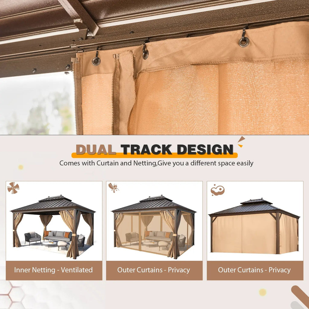EROMMY 12X14 Hardtop Gazebo with Canopy for Poolside and Outdoor