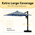 EROMMY 10 X 10 Outdoor Weather-resistant Umbrella with LED, Base Excluded - Navy