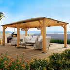 EROMMY 12' x 20' Spruce Wood Gazebo Hardtop, Silent Asphalt Roof Solid Wood Gazebo, for Patio, Lawns, Garden, Yard