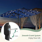 EROMMY 15 × 9 Double-Sided Patio Umbrella with Lights - Navy