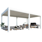 EROMMY 12x20 Large Aluminum Pergola with Louvered Canopy – White