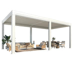 EROMMY 10x20 Aluminum Pergola with Pull-down Sun Shade – White