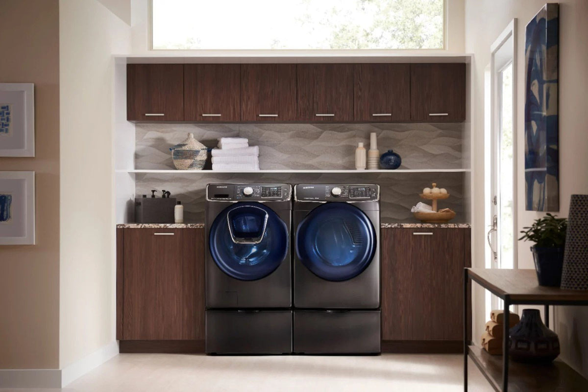Samsung – 4.5 Cu. Ft. High Efficiency Stackable Front Load Washer with Steam and AddWash – Black stainless steel