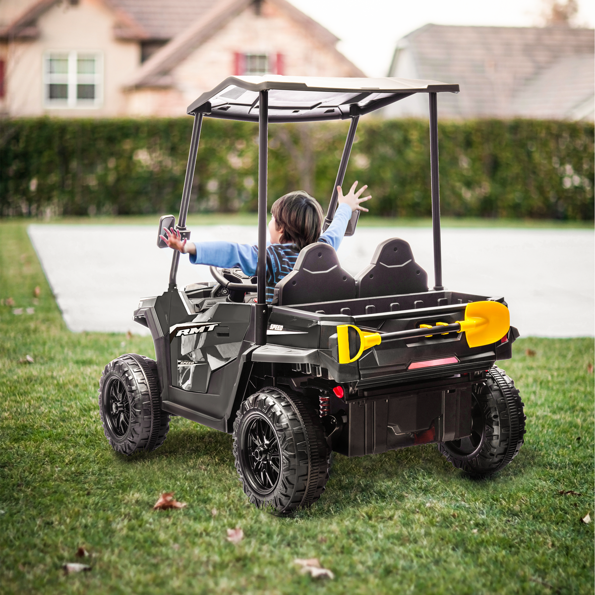 EROMMY 24V Ride on Electric Kids UTV Side by Side – Black