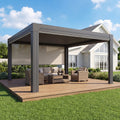 EROMMY 12' x 12' Louvered Pergola with Pull-Down Screens, Aluminum Outdoor Pergola with Retractable Roof for Patios, Decks & Backyards, Black