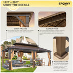 EROMMY 12X20 Hardtop Grill Gazebo with Netting and Sides