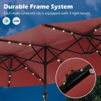 EROMMY 15 X 9 Double-Sided Large Umbrella with Solar LED - Red