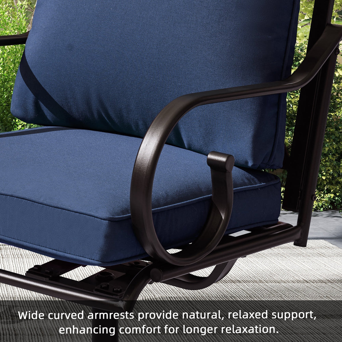 Erommy  Patio Swivel Chair Set of 2, Outdoor Dining Chairs with Cushions, Blue
