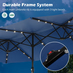 EROMMY 15 × 9 Double-Sided Patio Umbrella with Lights - Navy