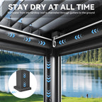 EROMMY 10x13 Motorized Pergola with Adjustable Louvers –Wood Grain