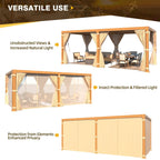 EROMMY 10X20 Louvered Pergola with Independent Adjustable Roof – Wood Grain