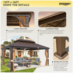 EROMMY 12X16 Hardtop Gazebo with Netting for Outdoor