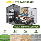 8x10 FT Outdoor Storage Shed, Weather-Resistant Shed with Lockable Double Doors & Built-In Floor, Sloped Roof Outdoor Shed for Backyard, Patio & Lawn, Black