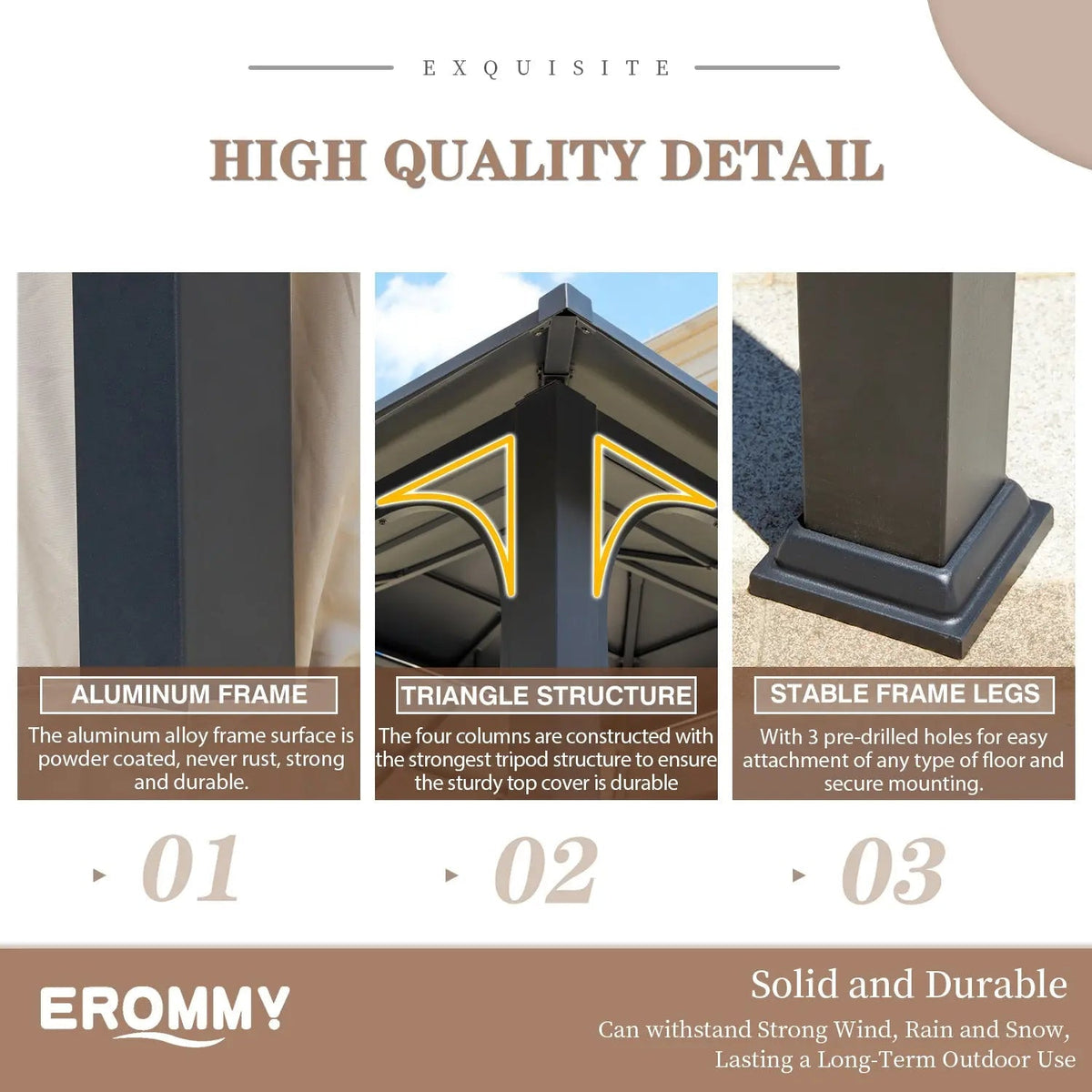 EROMMY 12' x 14' Hardtop Gazebo Outdoor Double Roof with Curtains and Netting,  Anti-Rust Coating Frame